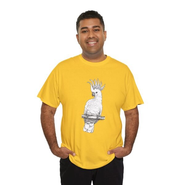 Cockatoo -Sulpher-crested, Adult Unisex Cotton T-Shirt - Image 7