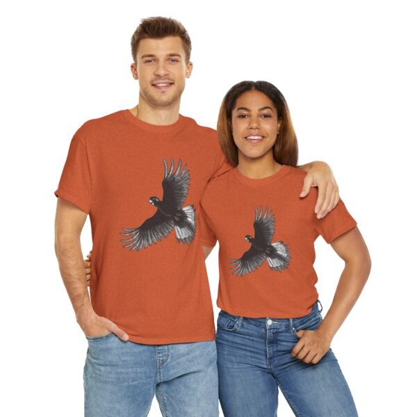 Yellow Tail Black Cockatoo Adult Unisex Cotton T-Shirt - Image 15