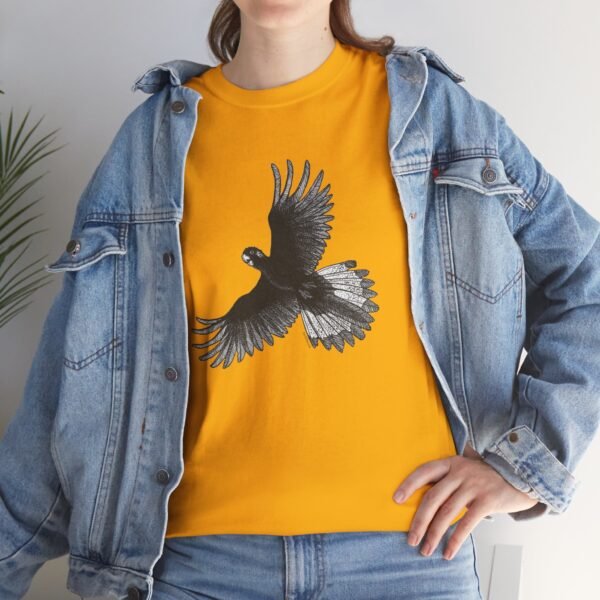 Yellow Tail Black Cockatoo Adult Unisex Cotton T-Shirt - Image 8