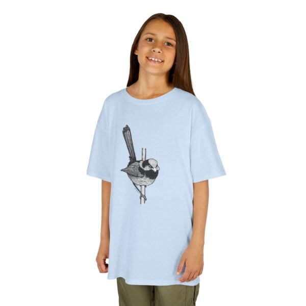 Blue Fairy Wren Kids Unisex Cotton T-shirt - Image 3