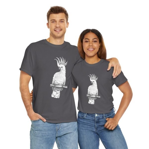 Cockatoo -Sulpher-crested, Adult Unisex Cotton T-Shirt - Image 12