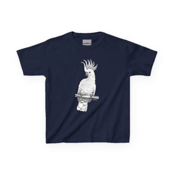 Cockatoo -Sulpher-crested, Kids Unisex Cotton T-Shirt - Image 7