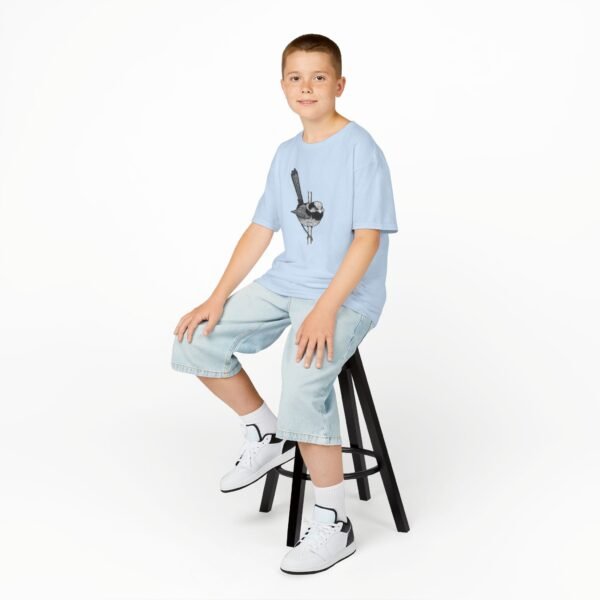 Blue Fairy Wren Kids Unisex Cotton T-shirt - Image 5