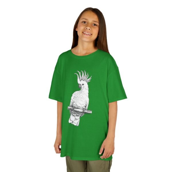 Cockatoo -Sulpher-crested, Kids Unisex Cotton T-Shirt - Image 3