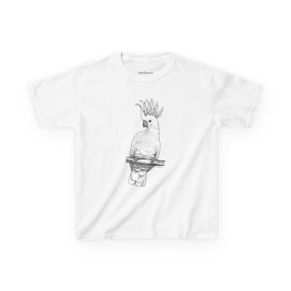 Cockatoo -Sulpher-crested, Kids Unisex Cotton T-Shirt - Image 11