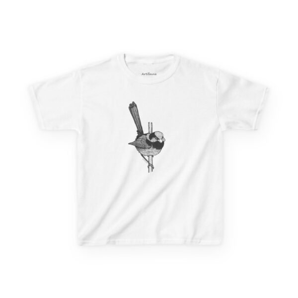 Blue Fairy Wren Kids Unisex Cotton T-shirt - Image 2