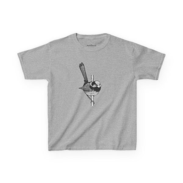 Blue Fairy Wren Kids Unisex Cotton T-shirt - Image 4