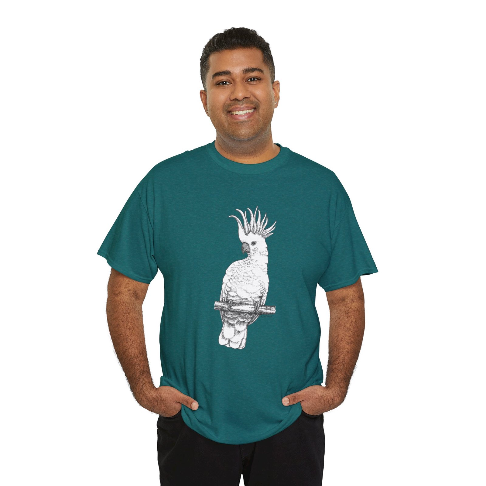 Cockatoo -Sulpher-crested, Adult Unisex Cotton T-Shirt - Image 18