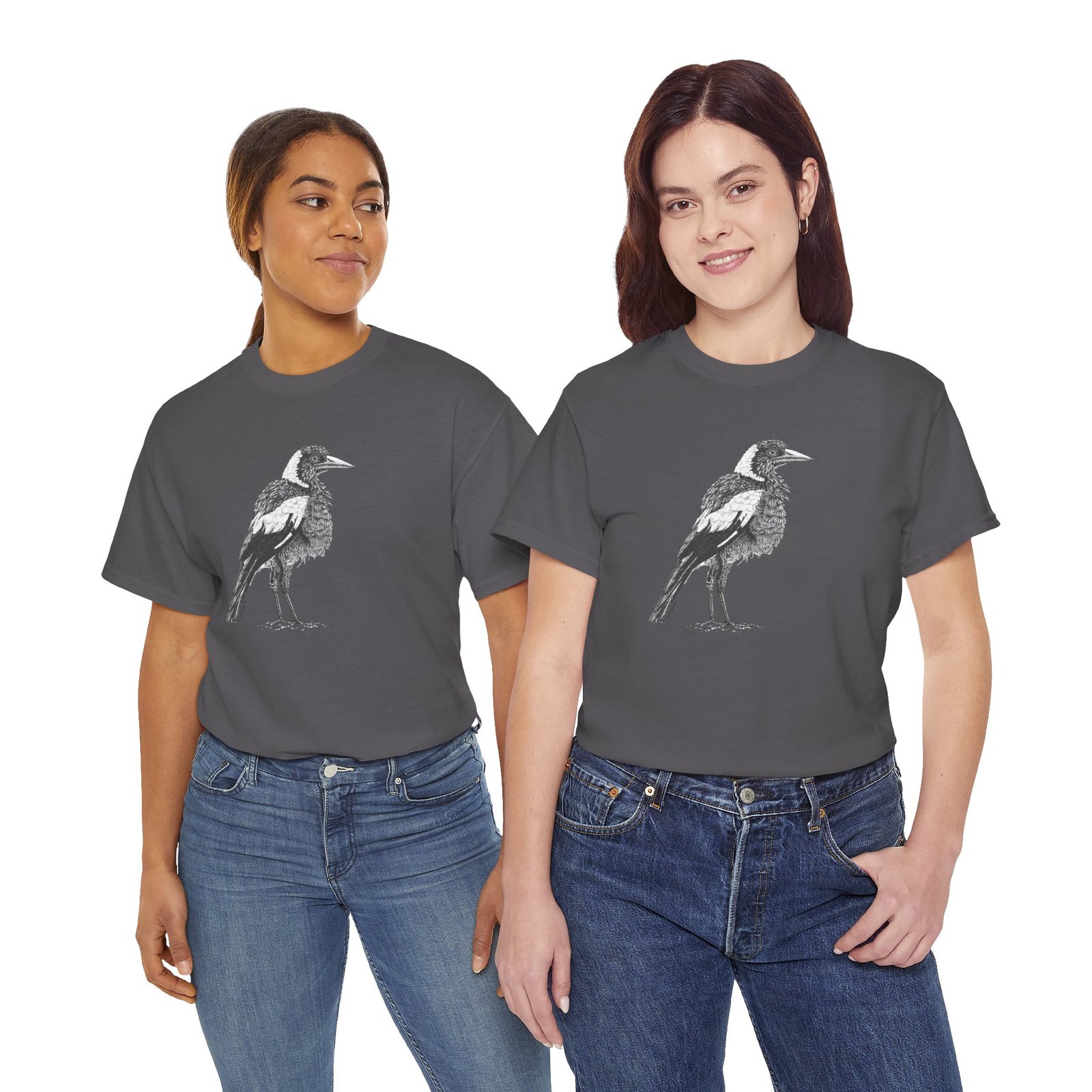 Australian Magpie Adult Unisex Cotton T-Shirt - Image 10