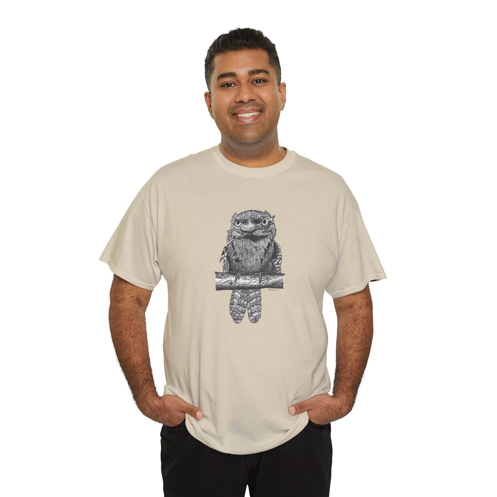 Tawny Frog Mouth Adult Unisex Cotton T-Shirt - Image 21