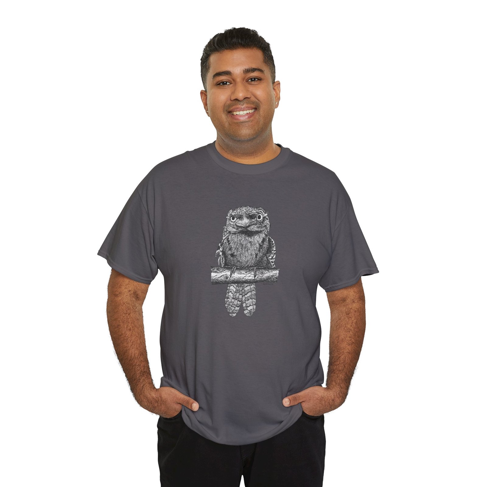 Tawny Frog Mouth Adult Unisex Cotton T-Shirt - Image 14