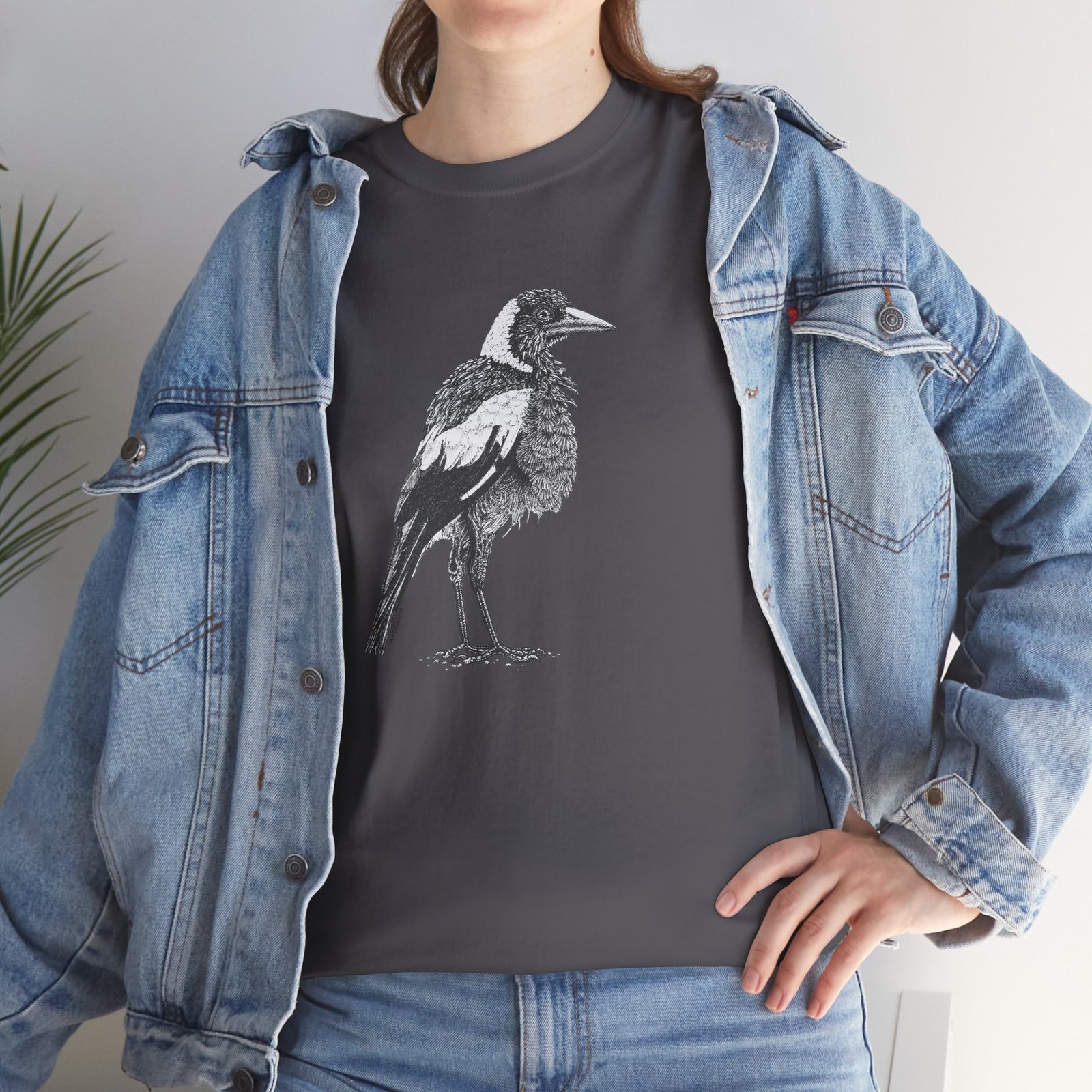 Australian Magpie Adult Unisex Cotton T-Shirt - Image 8