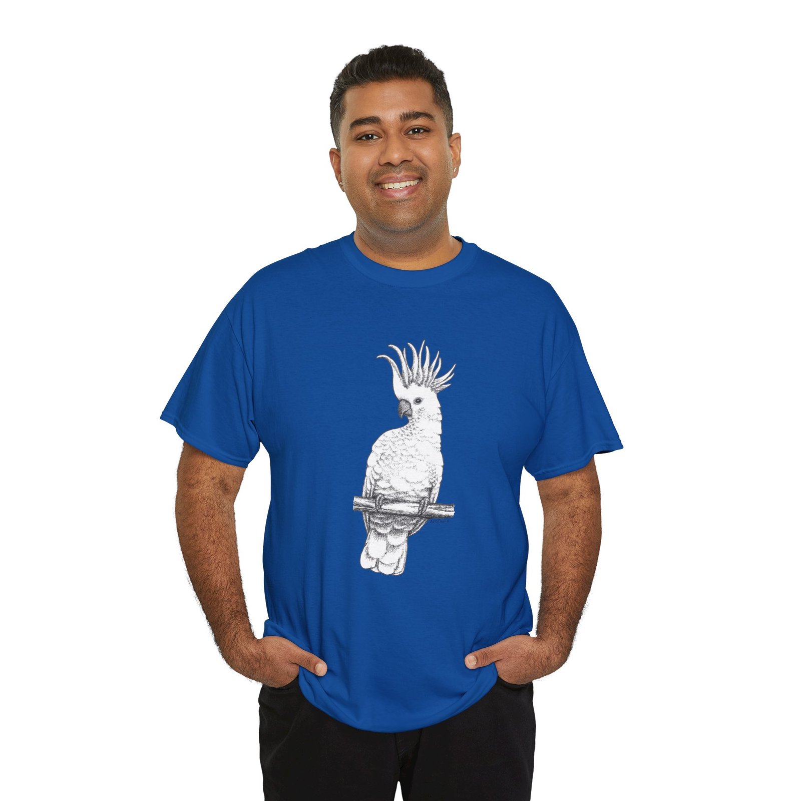 Cockatoo -Sulpher-crested, Adult Unisex Cotton T-Shirt - Image 14