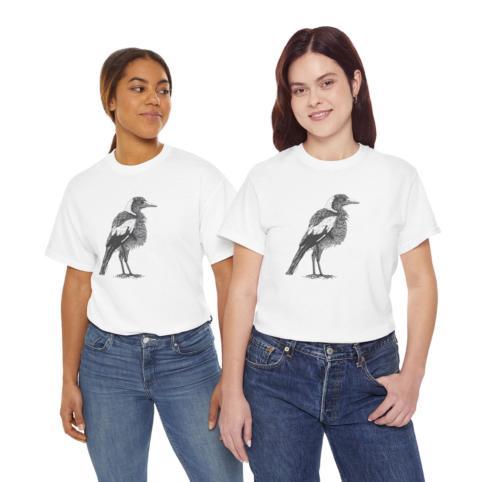Australian Magpie Adult Unisex Cotton T-Shirt - Image 17