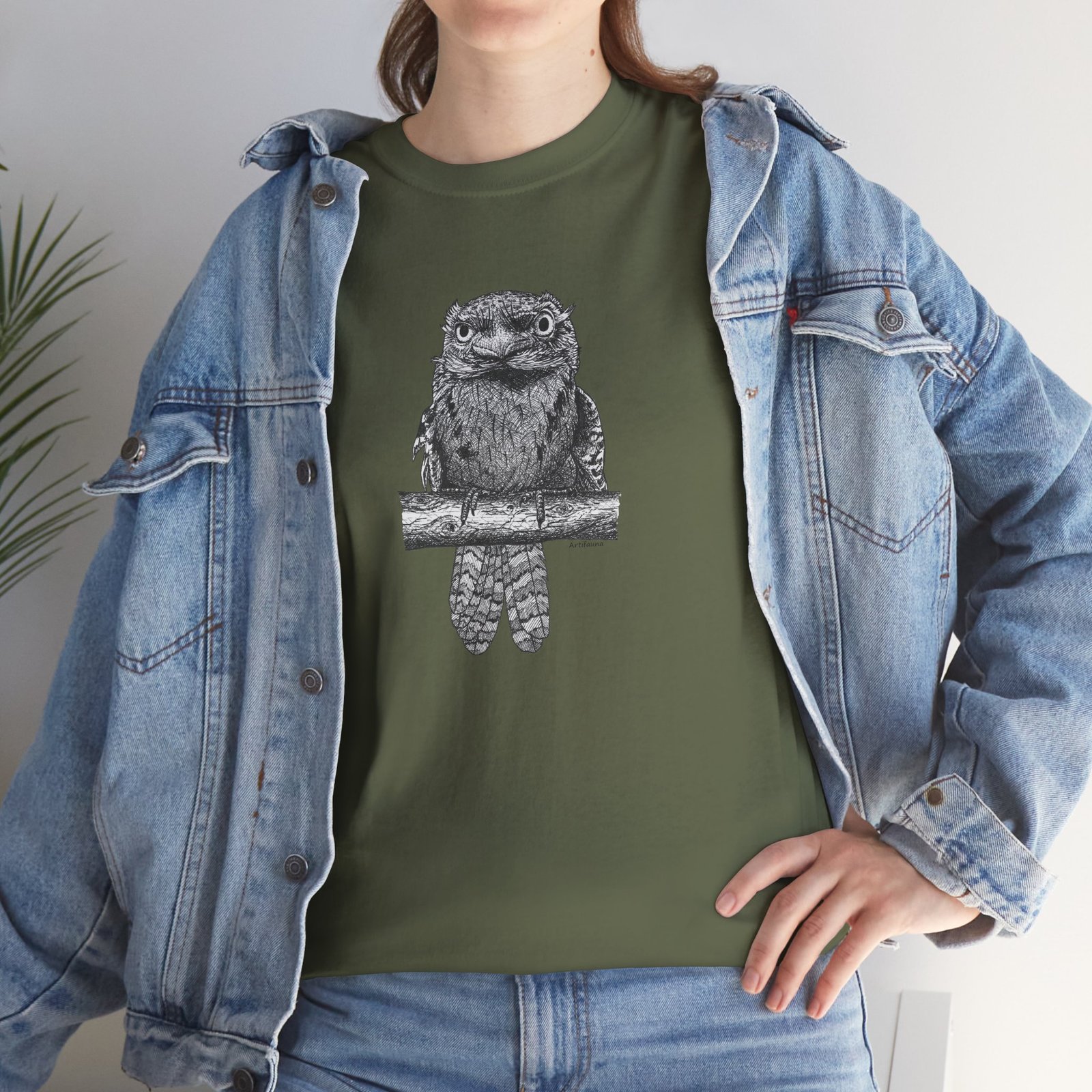 Tawny Frog Mouth Adult Unisex Cotton T-Shirt - Image 7