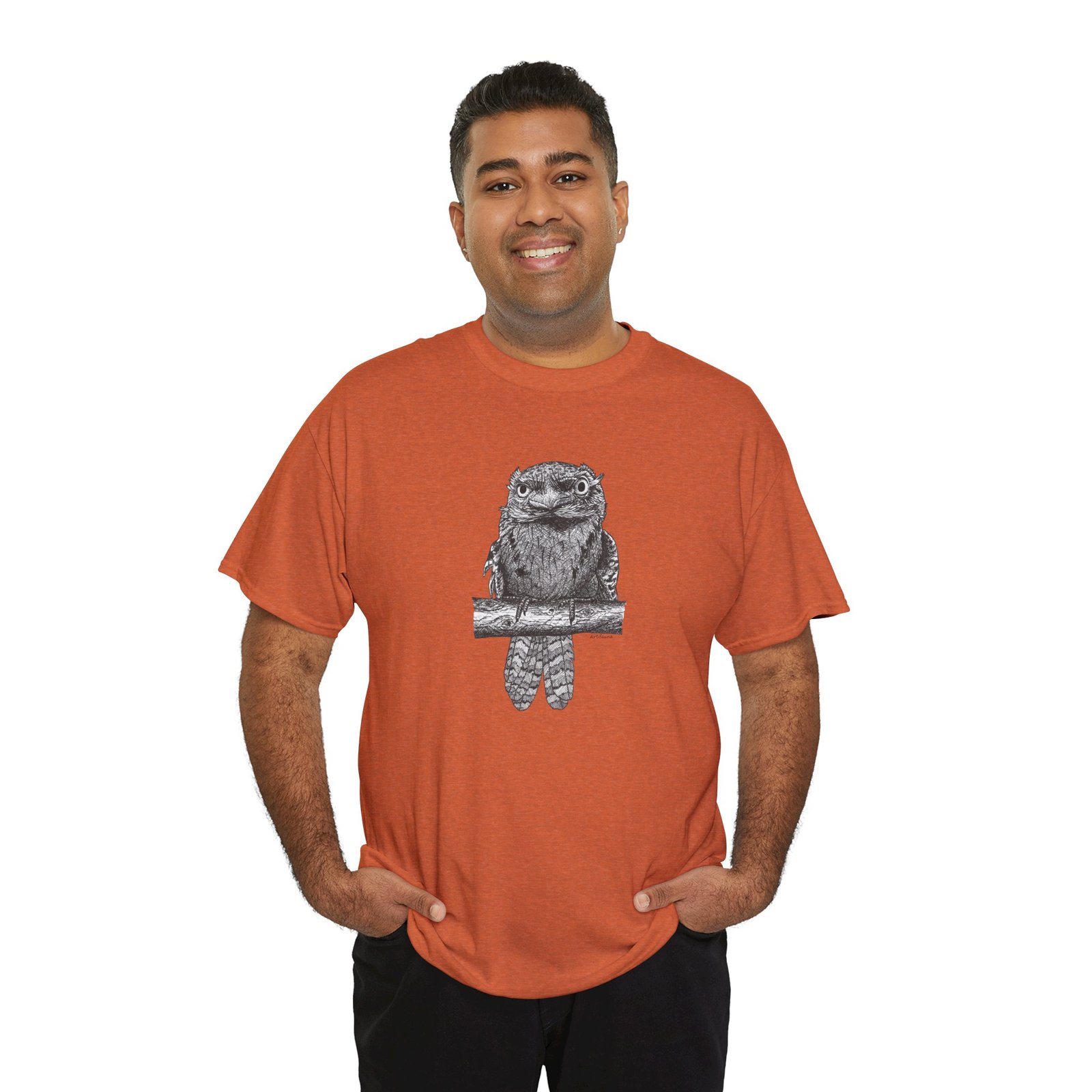 Tawny Frog Mouth Adult Unisex Cotton T-Shirt - Image 13