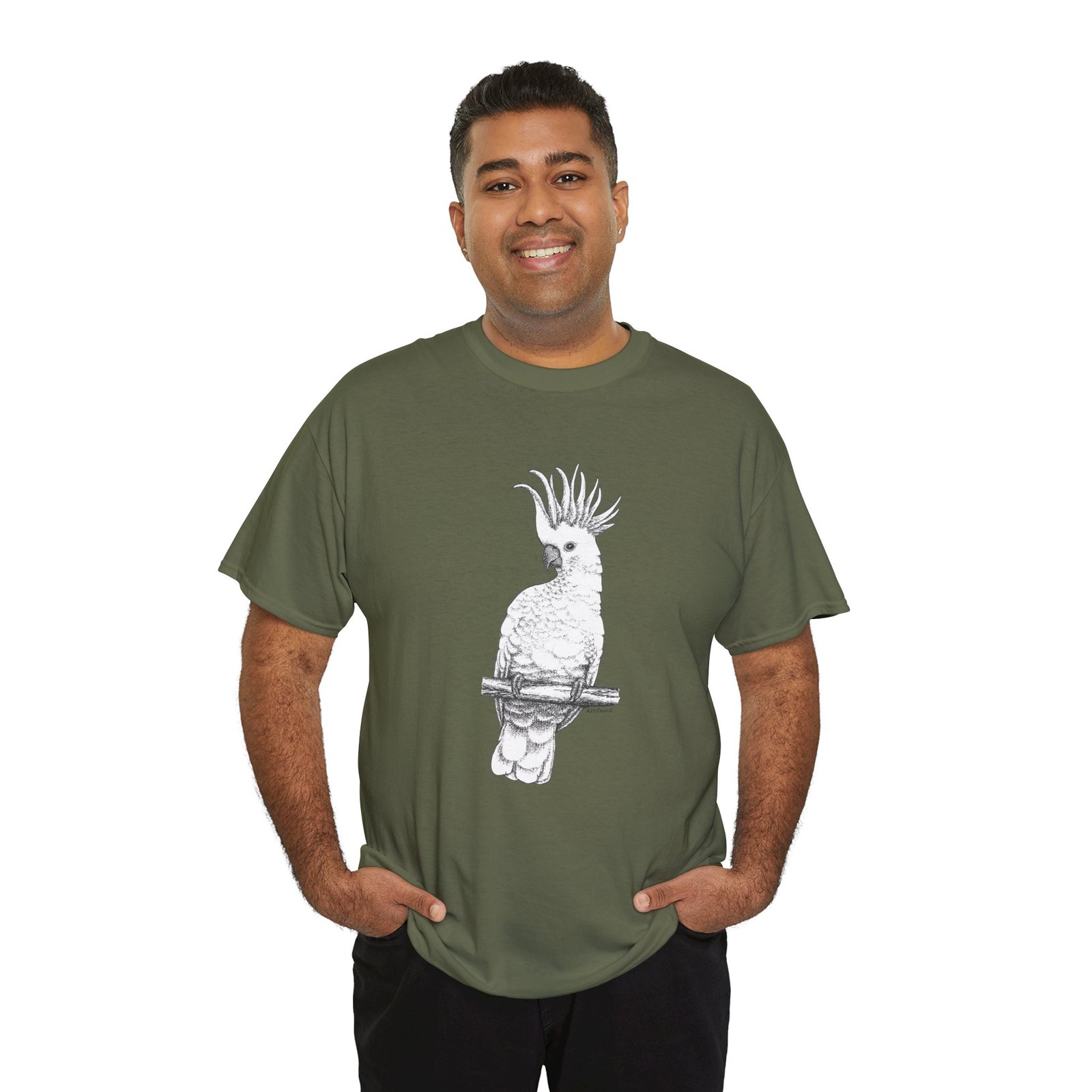 Cockatoo -Sulpher-crested, Adult Unisex Cotton T-Shirt - Image 21