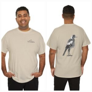 Australian Magpie on Back Adult Unisex Cotton T-Shirt