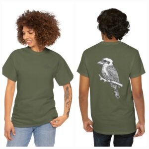 Laughing Kookaburra on Back Adult Unisex Cotton T-Shirt
