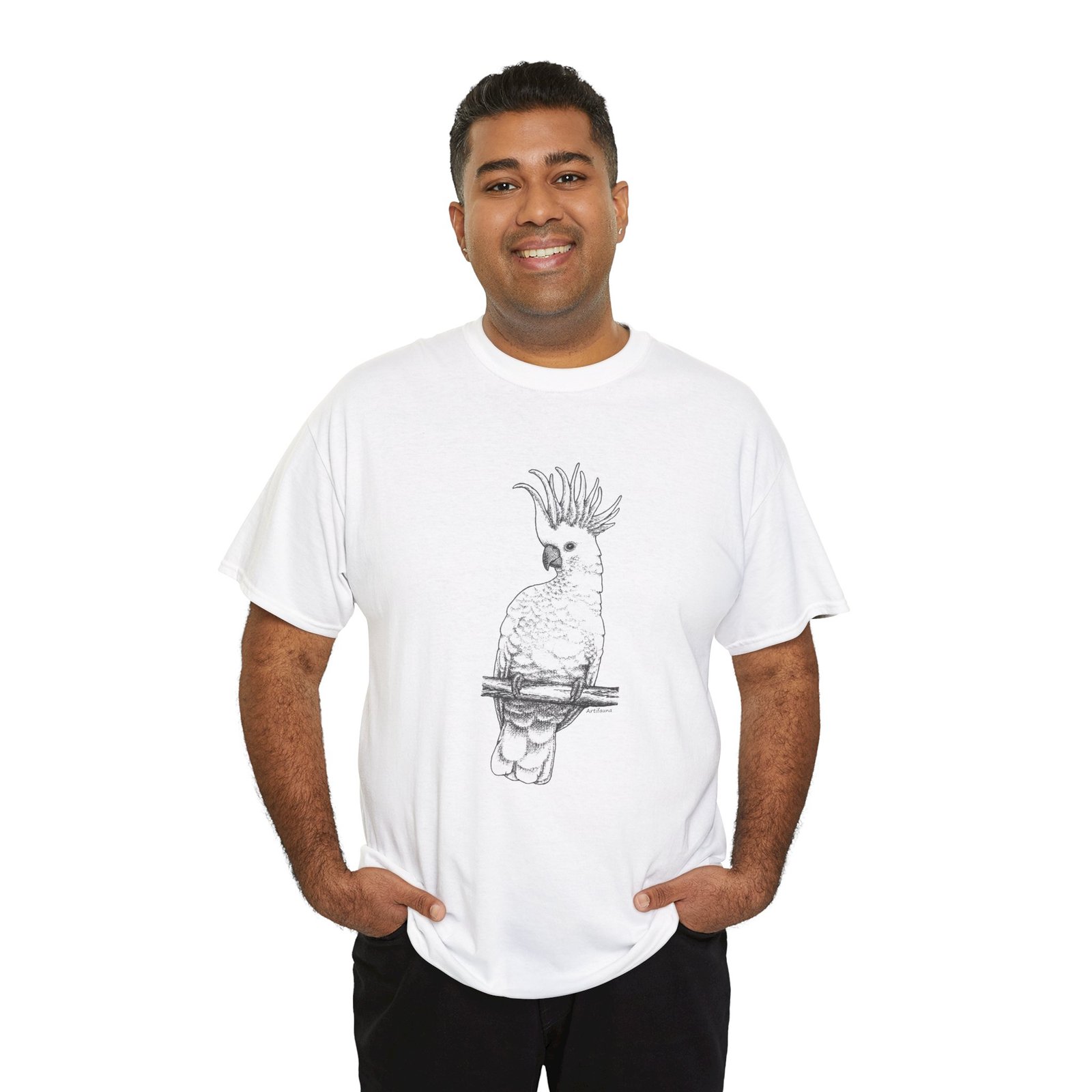 Cockatoo -Sulpher-crested, Adult Unisex Cotton T-Shirt - Image 17