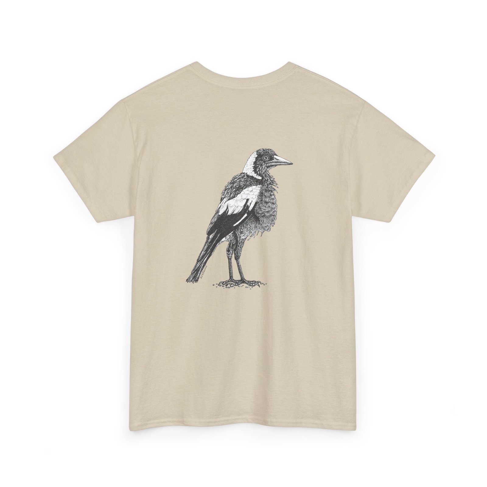 Australian Magpie Back Adult Unisex Cotton T-Shirt - Image 6