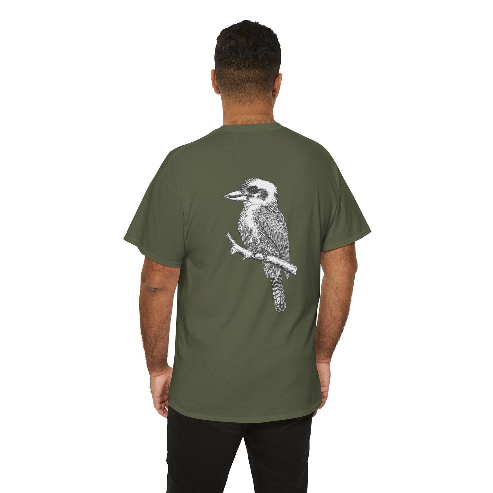 Laughing Kookaburra on Back Adult Unisex Cotton T-Shirt - Image 6