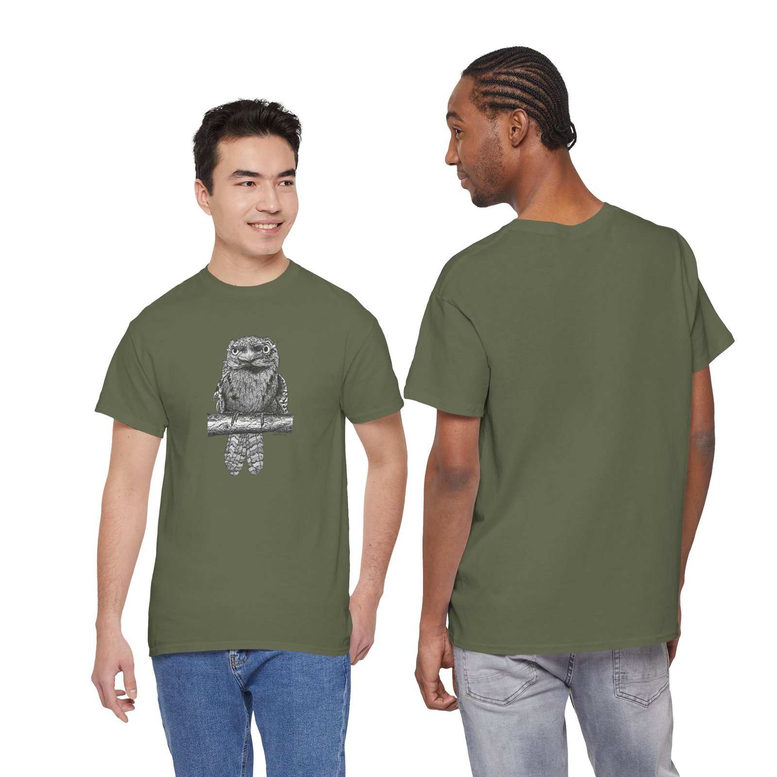 Tawny Frog Mouth Adult Unisex Cotton T-Shirt - Image 8