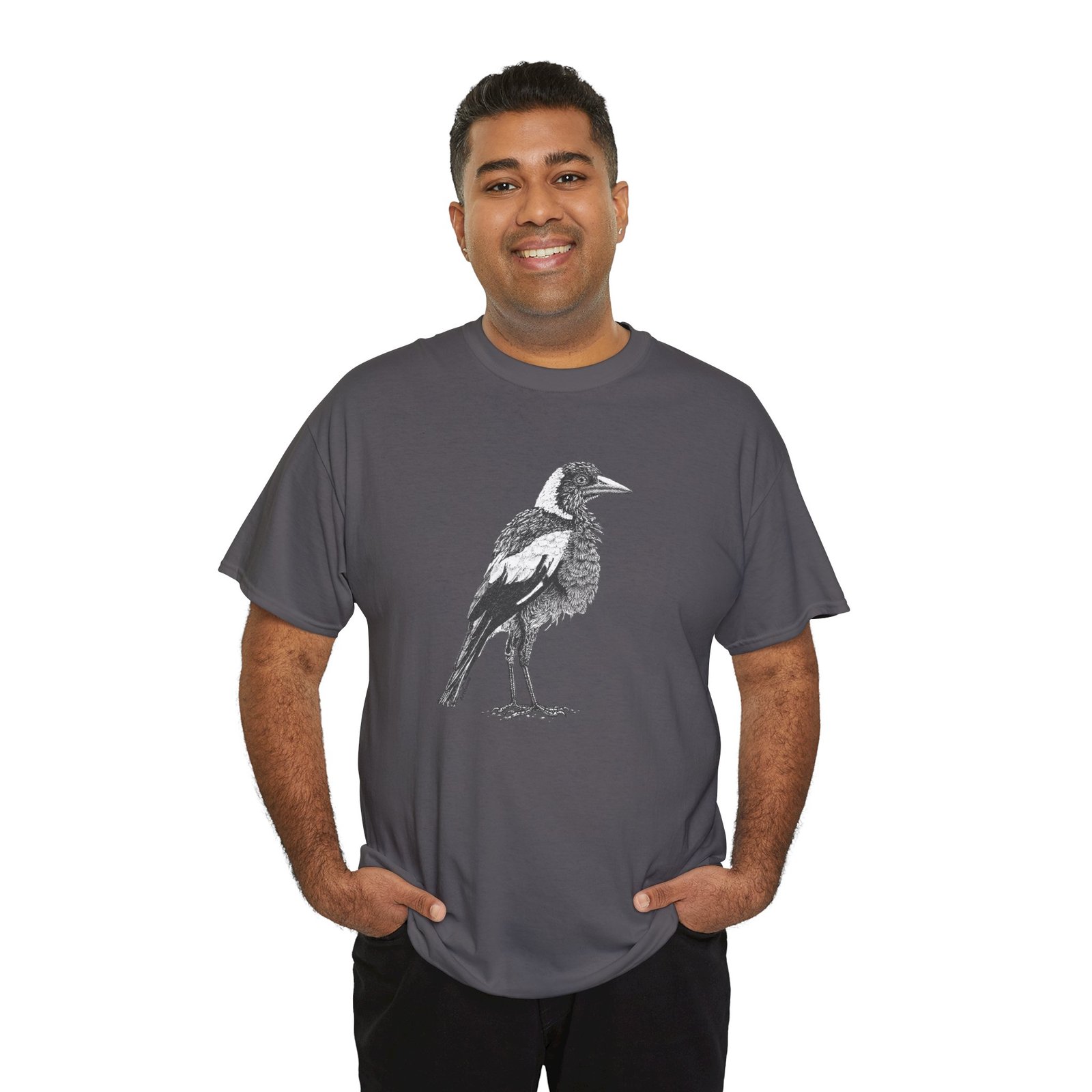 Australian Magpie Adult Unisex Cotton T-Shirt - Image 6