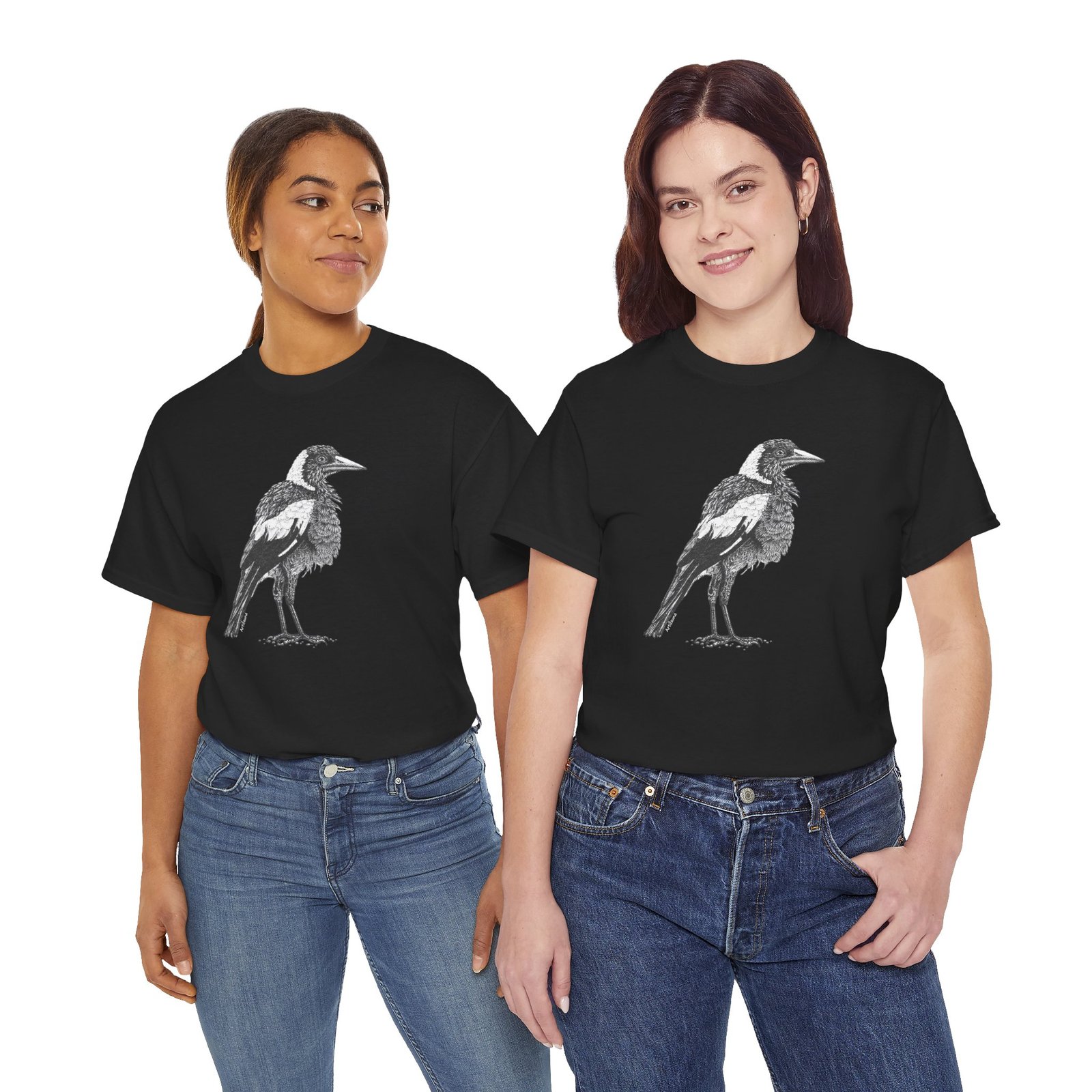 Australian Magpie Adult Unisex Cotton T-Shirt - Image 19