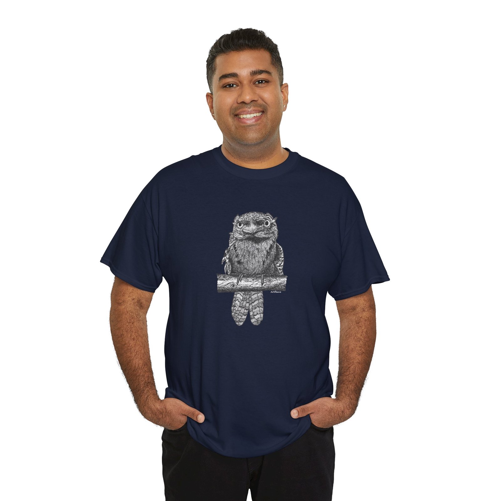 Tawny Frog Mouth Adult Unisex Cotton T-Shirt - Image 18