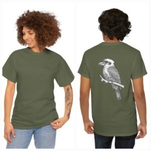 Laughing Kookaburra on Back Adult Unisex Cotton T-Shirt